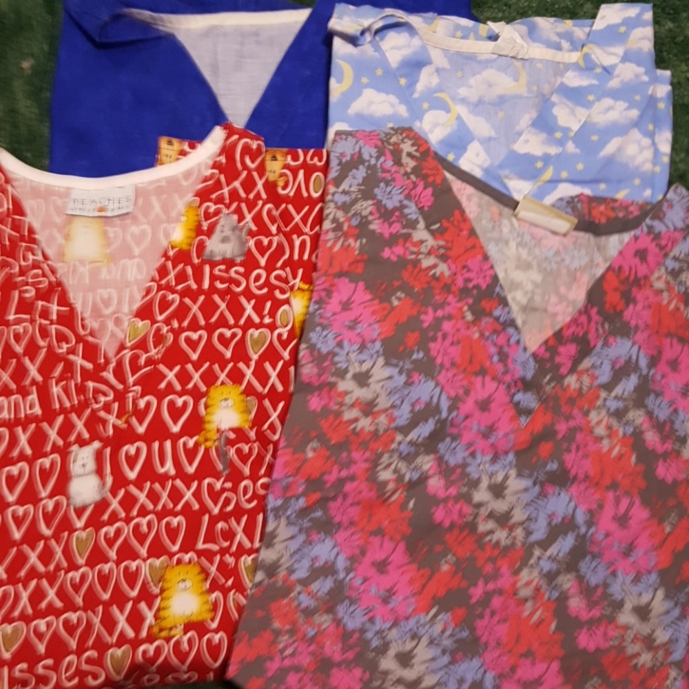 4 scrub tops xl